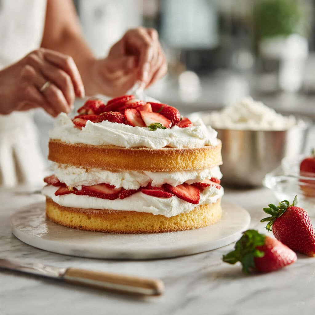 Unforgettable Strawberry Shortcake Cake in 5 Simple Steps 1 professional food photography of strawberry shortcake cake