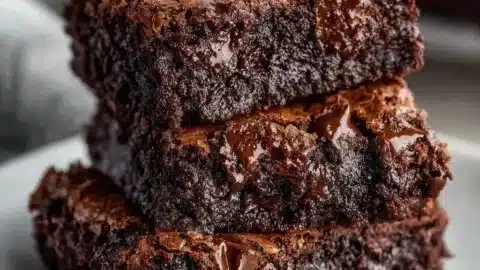 Protein cottage cheese flourless brownies served on a plate