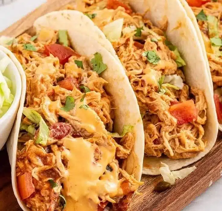 Slow Cooker Queso Chicken Tacos 2 Slow Cooker Queso Chicken Tacos
