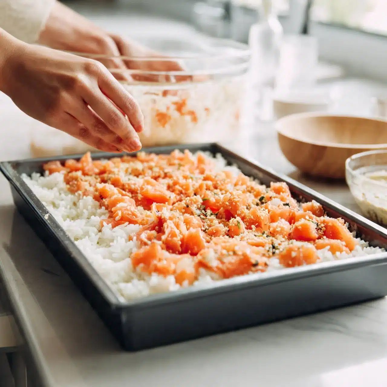 Spicy Salmon Sushi Bake Recipe