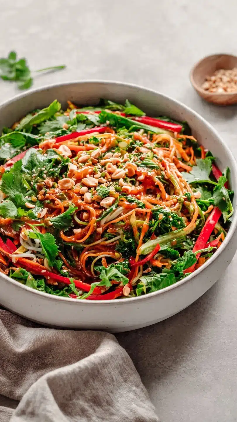 Spring Roll Salad with Spicy Ginger Dressing