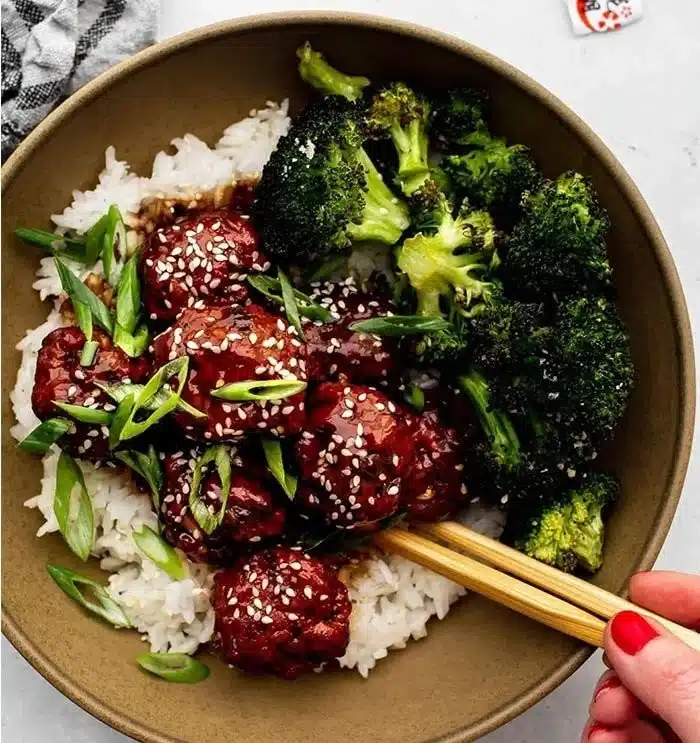 Sticky Mongolian Beef Meatballs