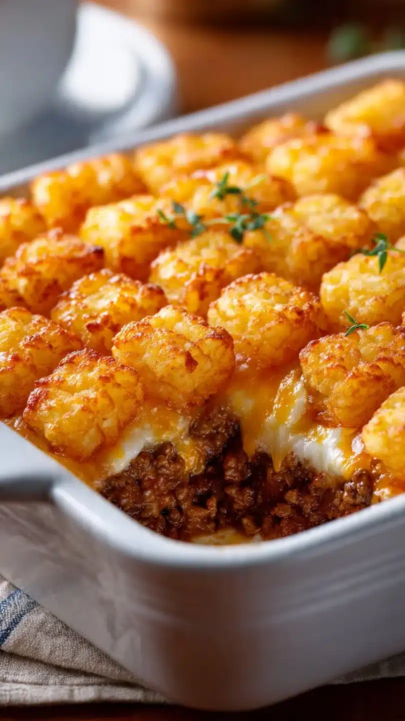 Tater Tot Casserole with Ground Beef