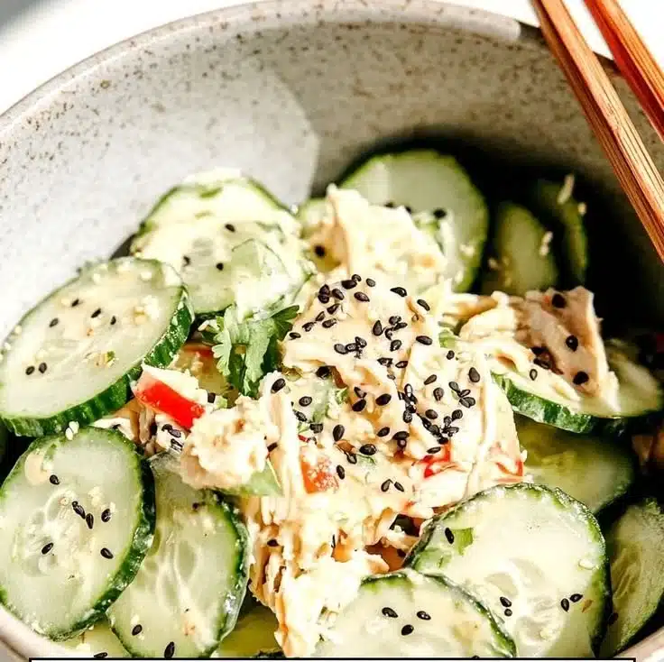 California Roll Cucumber Salad with fresh ingredients and sushi flavor