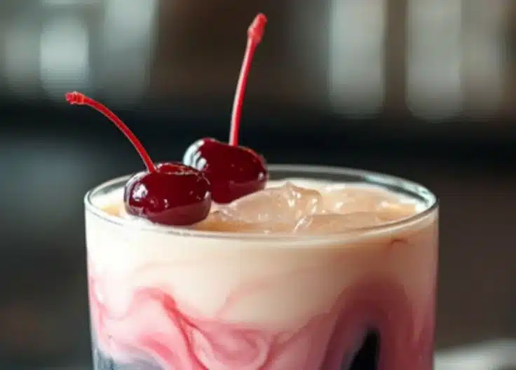 Cherry Rose Mudslide dessert featuring cherries and rose flavor blend