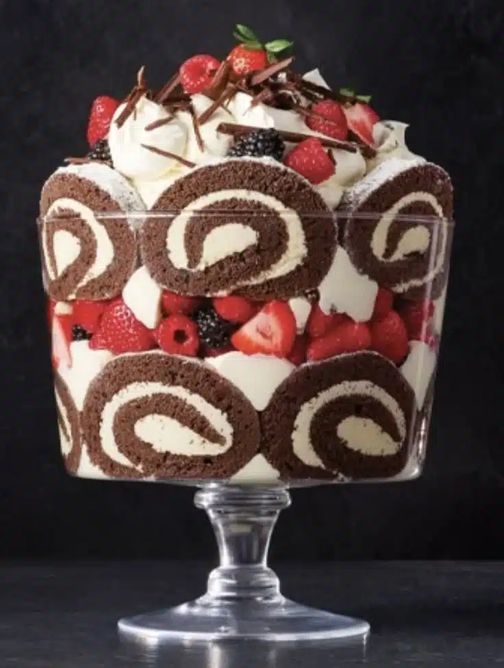 Chocolate Cake Roll Trifle 1 Chocolate Cake Roll Trifle