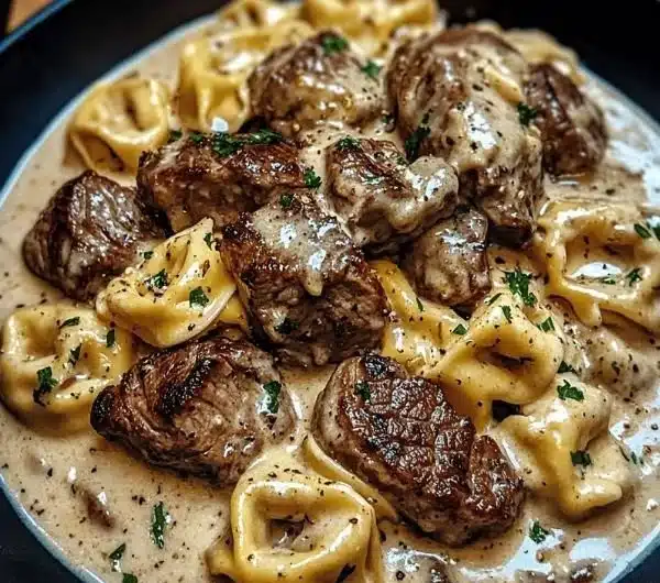 Cracked Garlic Steak Tortellini in Creamhouse Sauce Bliss 3 Cracked Garlic Steak Tortellini in creamy sauce with herbs
