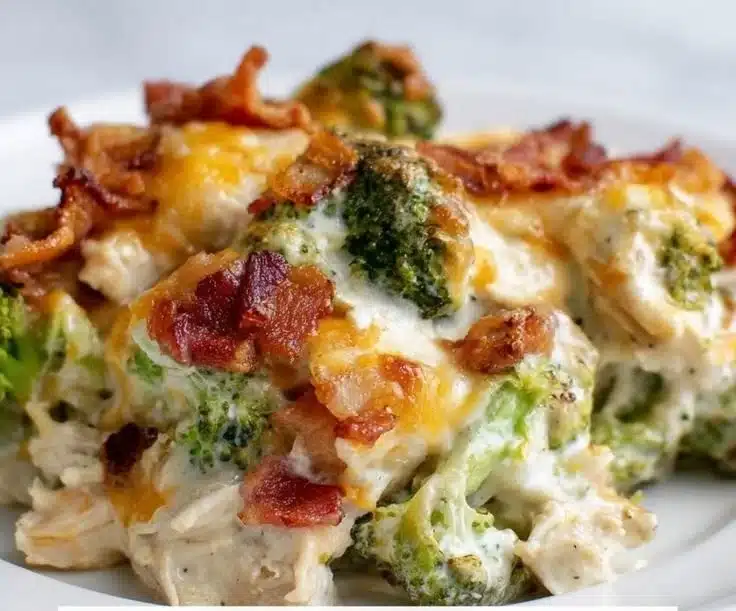 Creamy Low Carb Chicken Casserole with Broccoli and Bacon 1 Creamy Low Carb Chicken Casserole with Broccoli and Bacon