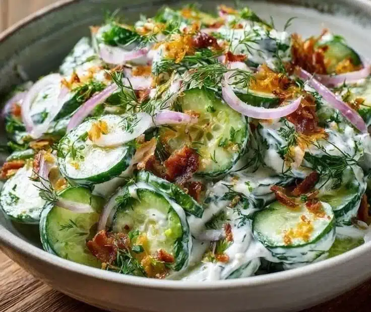 Delicious Cucumber Ranch Crack Salad with fresh vegetables and ranch dressing