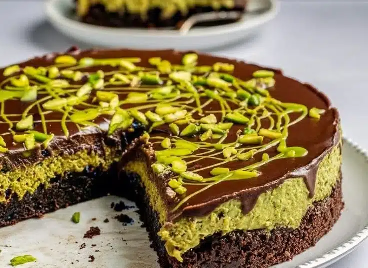 Decadent Dubai chocolate birthday cake with rich chocolate filling