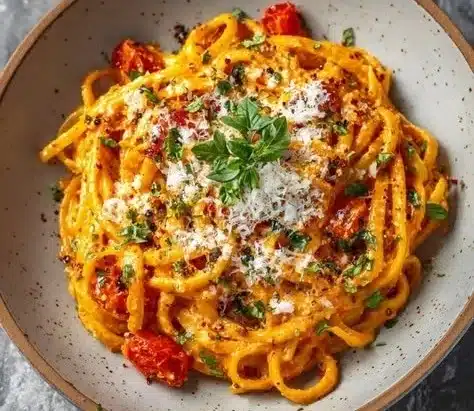 Easy and Creamy Tomato Garlic Pasta
