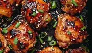 Delicious grilled Korean chicken thighs marinated with authentic spices