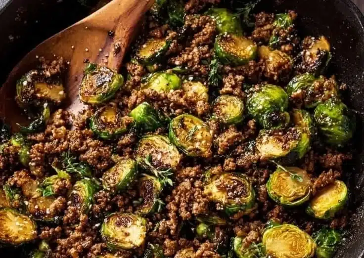 Ground Beef and Brussels Sprouts