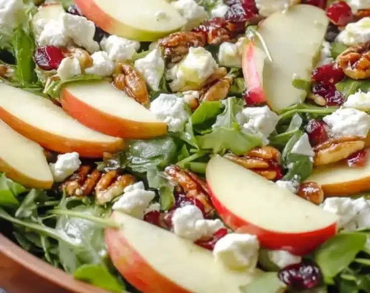 Honeycrisp Apple and Feta Salad with fresh greens and vinaigrette dressing