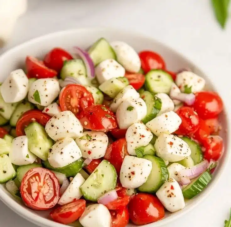 Juicy Cucumber Caprese Salad 1 Juicy Cucumber Caprese Salad