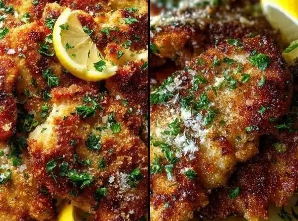 Delicious Lemon Chicken Romano served with herbs and lemon slices