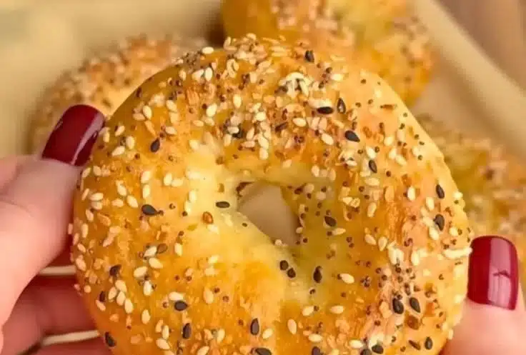 Homemade 2-Ingredient Greek Yogurt Bagels ready to eat