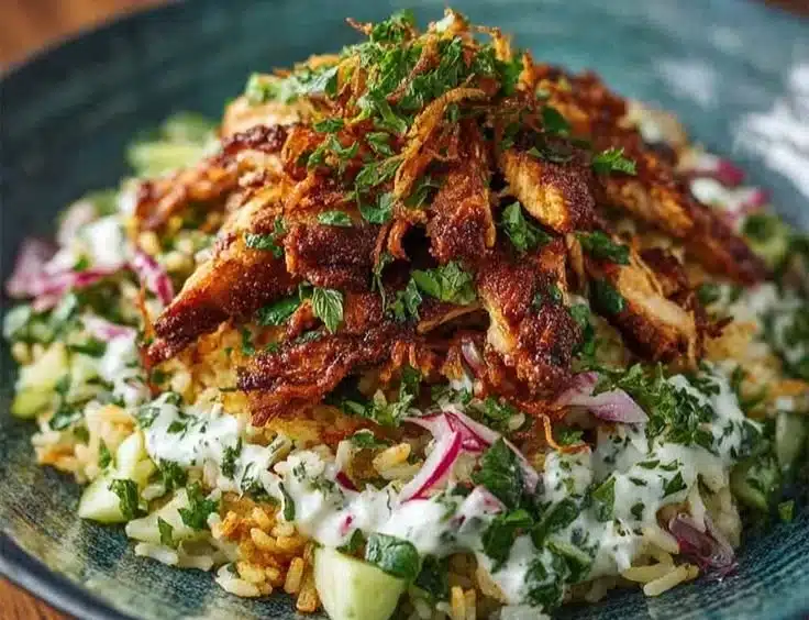 Chicken Shawarma Crispy Rice Salad – Easy Middle Eastern Dinner Recipe