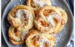 Delicious easy apricot danish pastry with golden crust and sweet apricot filling