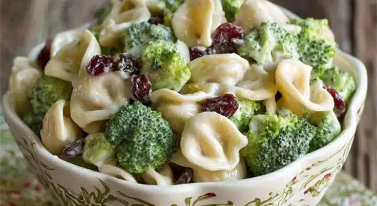 Delicious easy broccoli pasta salad with fresh ingredients