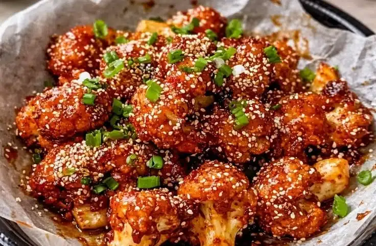 Easy Korean Baked Cauliflower 5 Delicious Korean Baked Cauliflower recipe on a plate