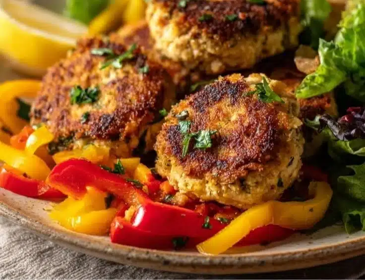 Easy Tuna Cakes with Roasted Red Pepper Mayo 2 Easy Tuna Cakes with Roasted Red Pepper Mayo