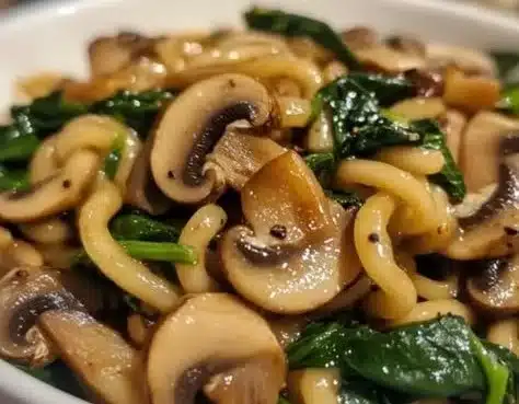 Fast Mushroom Spinach Noodles