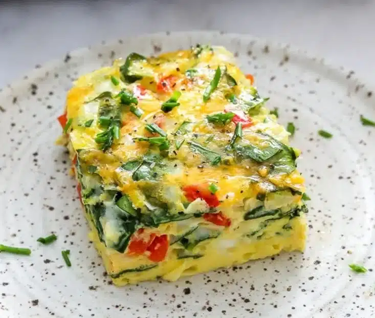High-protein cottage cheese egg bake served in a casserole dish