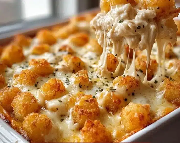Irresistible Chicken Alfredo Tater Tot Casserole in 35 Minutes 1 Irresistible Chicken Alfredo Tater Tot Casserole in 35 Minutes