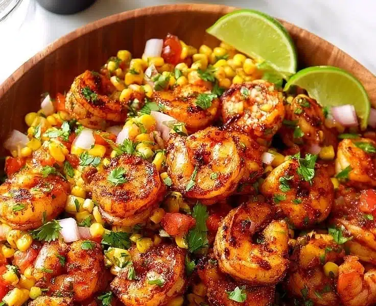 Juicy Grilled Shrimp with Corn Salsa