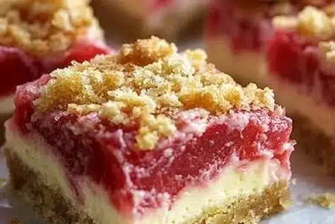 Luscious Rhubarb Cheesecake Squares