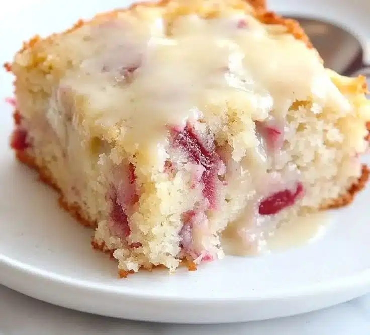 Moist Rhubarb Cake with Butter Sauce