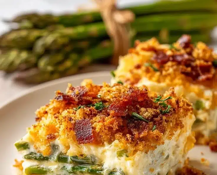 Mushroom Asparagus Casserole with Ritz Crackers - thegirlskitchen 2 Mushroom Asparagus Casserole with Ritz Crackers - thegirlskitchen