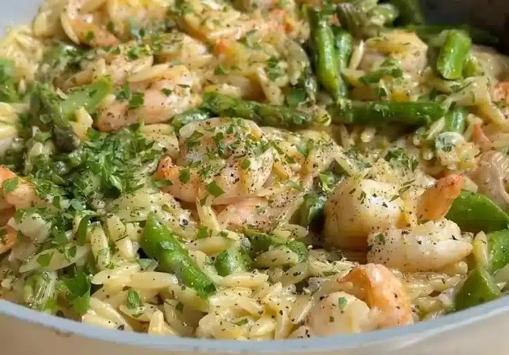 One Pan Lemon Pepper Shrimp Orzo
