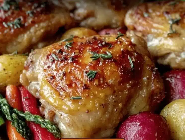 One Pan Roasted Chicken Thighs and Vegetables