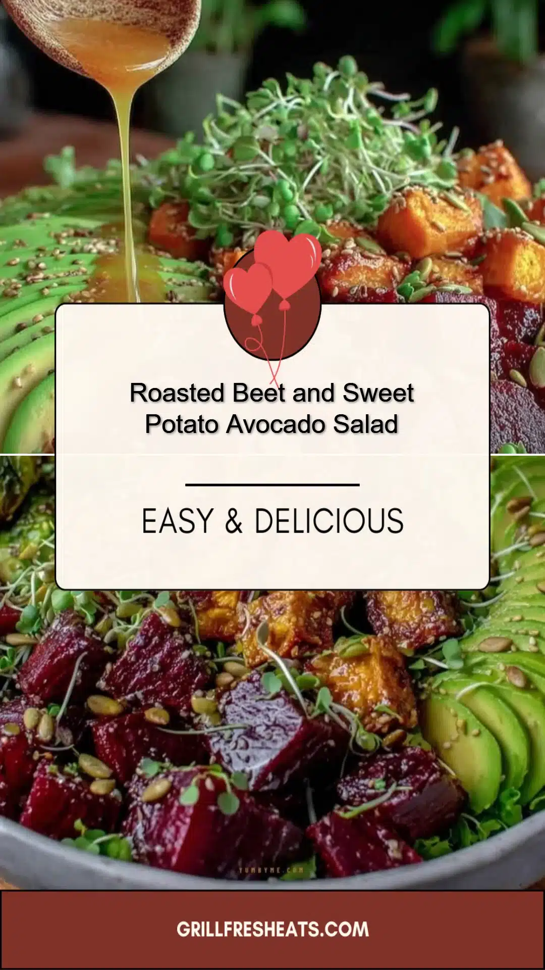 Roasted Beet and Sweet Potato Avocado Salad