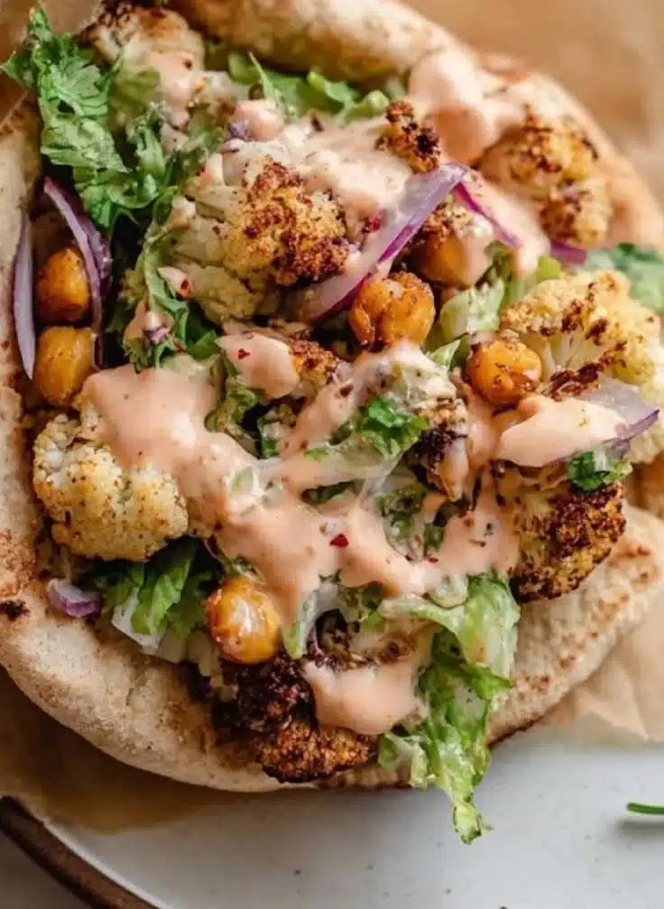 Roasted Cauliflower Chickpea Wrap