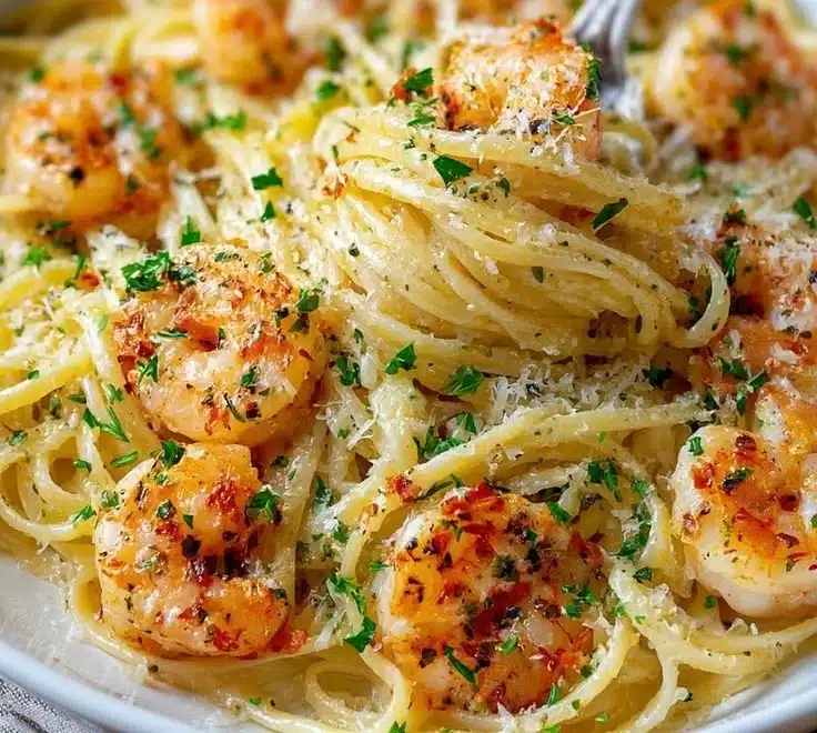 Shrimp Scampi Garlic Cream Pasta