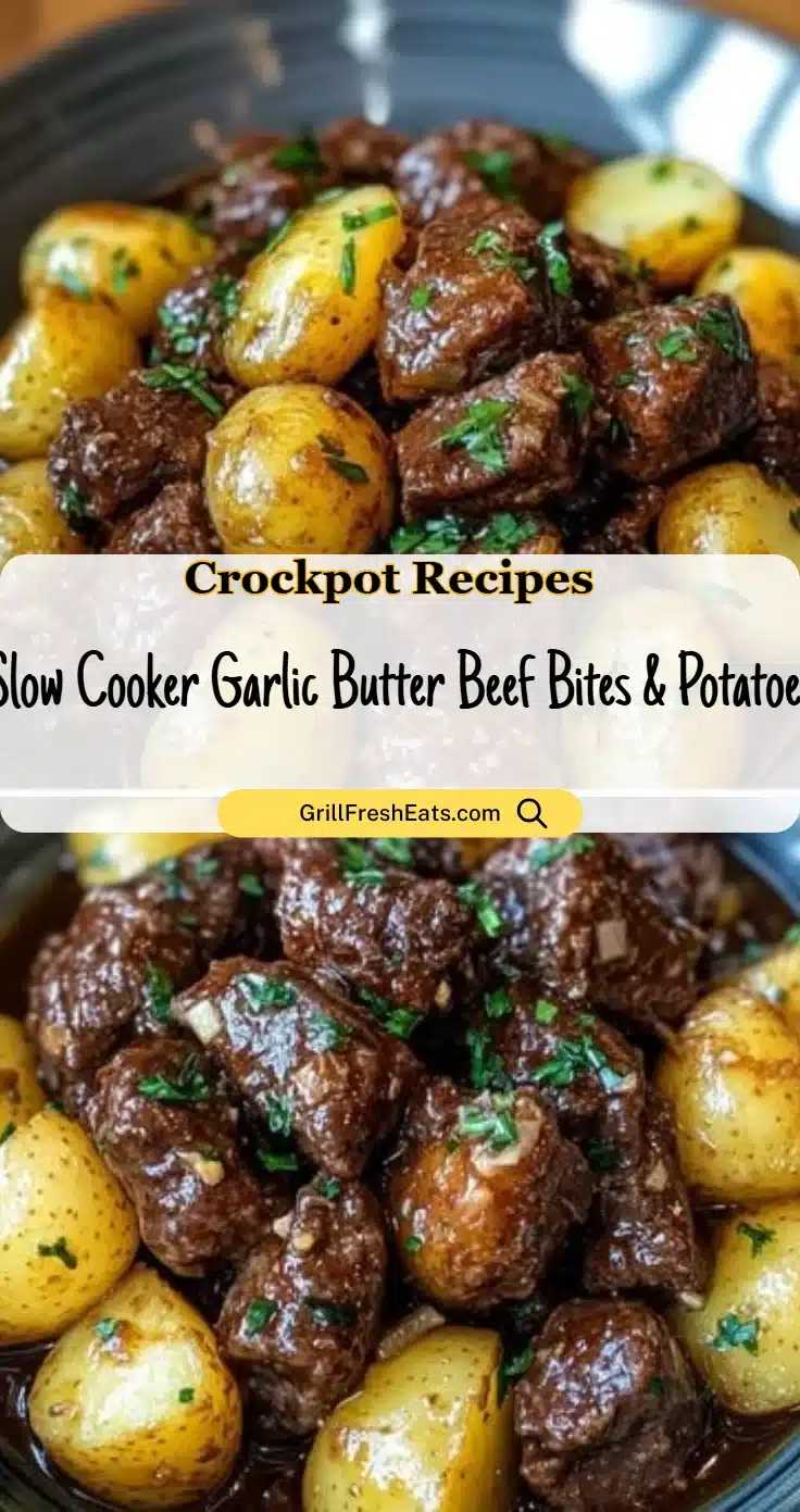 Slow Cooker Garlic Butter Beef Bites & Potatoes