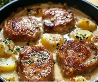 Smothered Pork Chop and Scalloped Potato Casserole