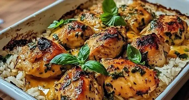 Spiced Coconut Basil Chicken with Rice