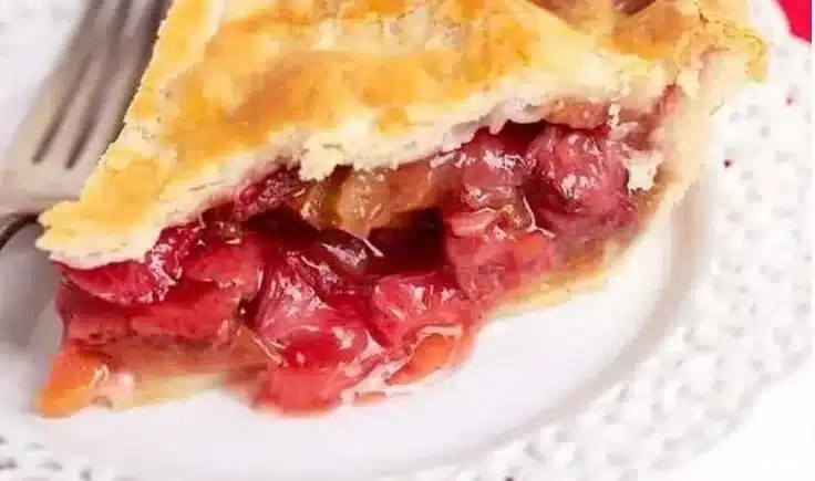 Strawberry Rhubarb Pie 3 Deliciously baked strawberry rhubarb pie with a flaky crust and vibrant filling