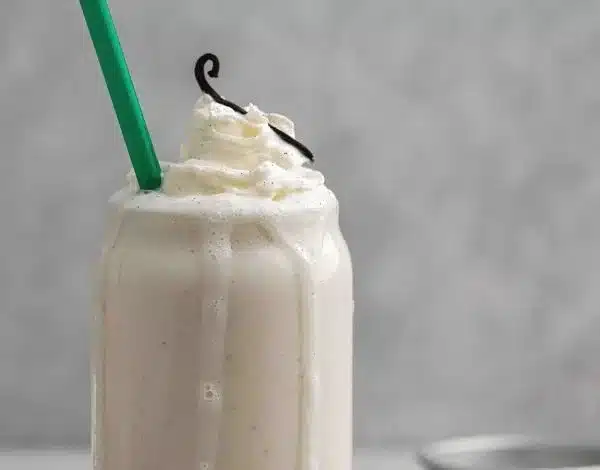 Delicious Vanilla Bean Frappuccino with no ice cream, topped with whipped cream
