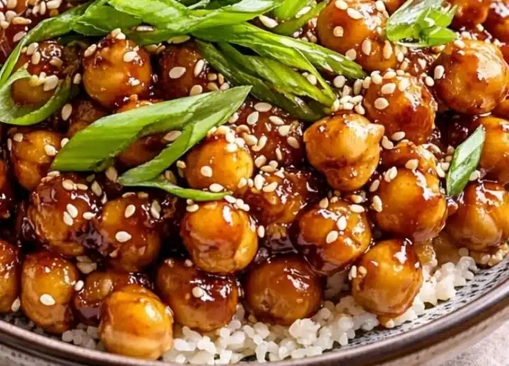 Vegan Sticky Sesame Chickpeas