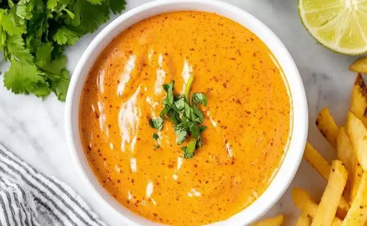 Chipotle Aioli 4 Delicious Chipotle Aioli sauce in a small bowl with fresh ingredients.