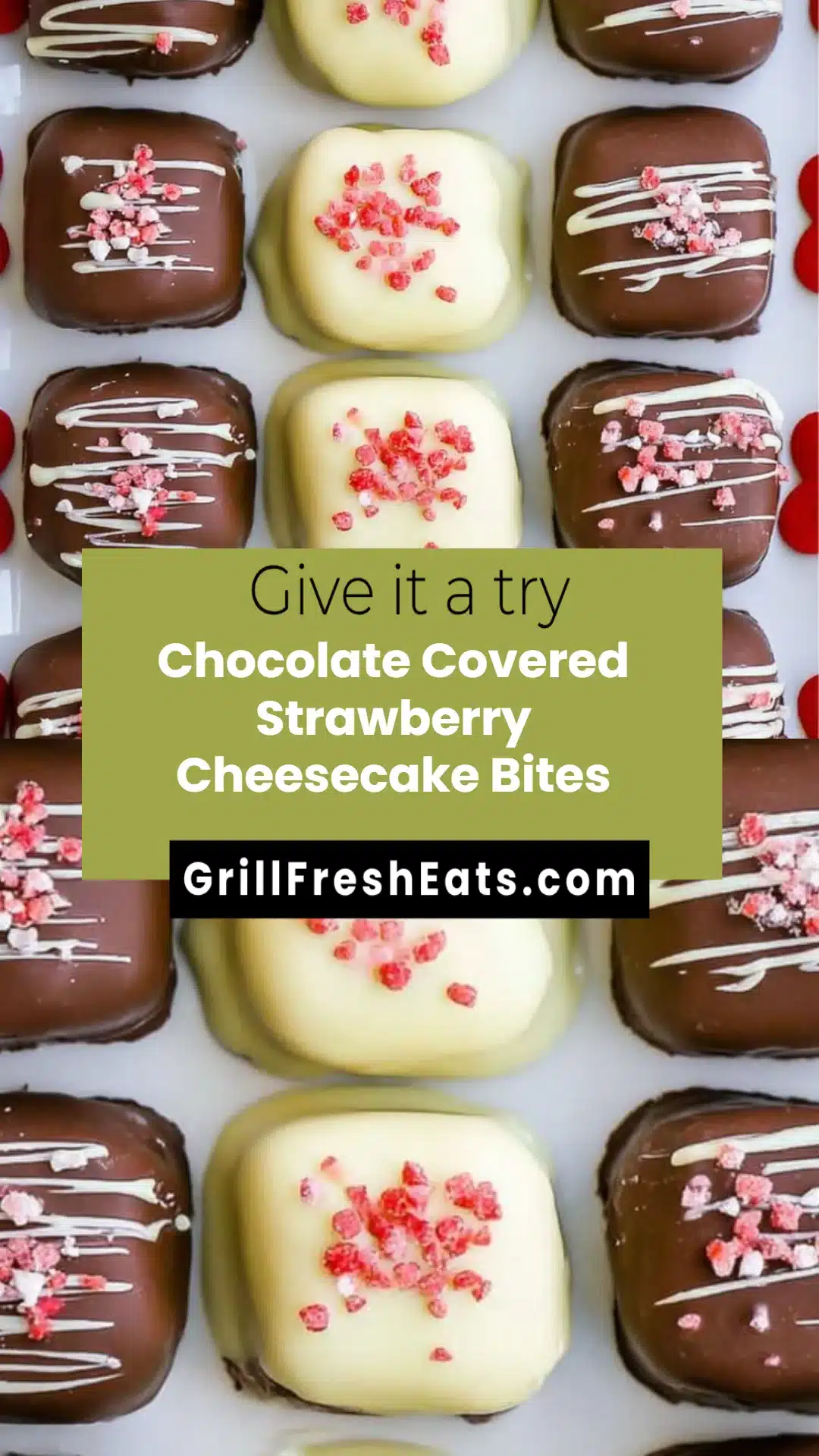 Chocolate Covered Strawberry Cheesecake Bites