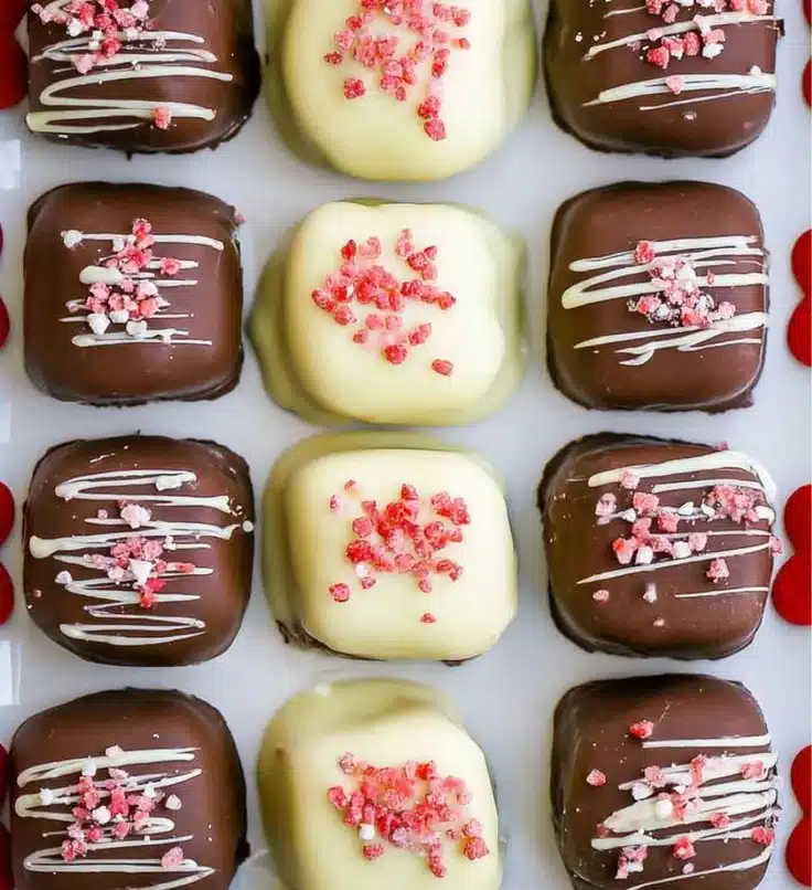 Chocolate Covered Strawberry Cheesecake Bites