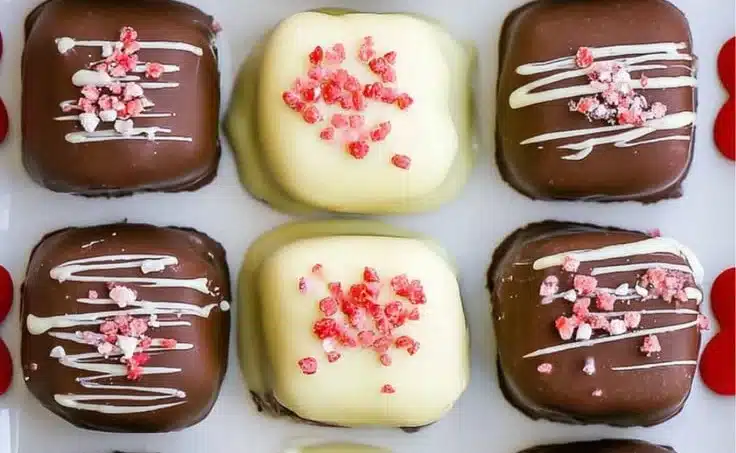 Chocolate Covered Strawberry Cheesecake Bites