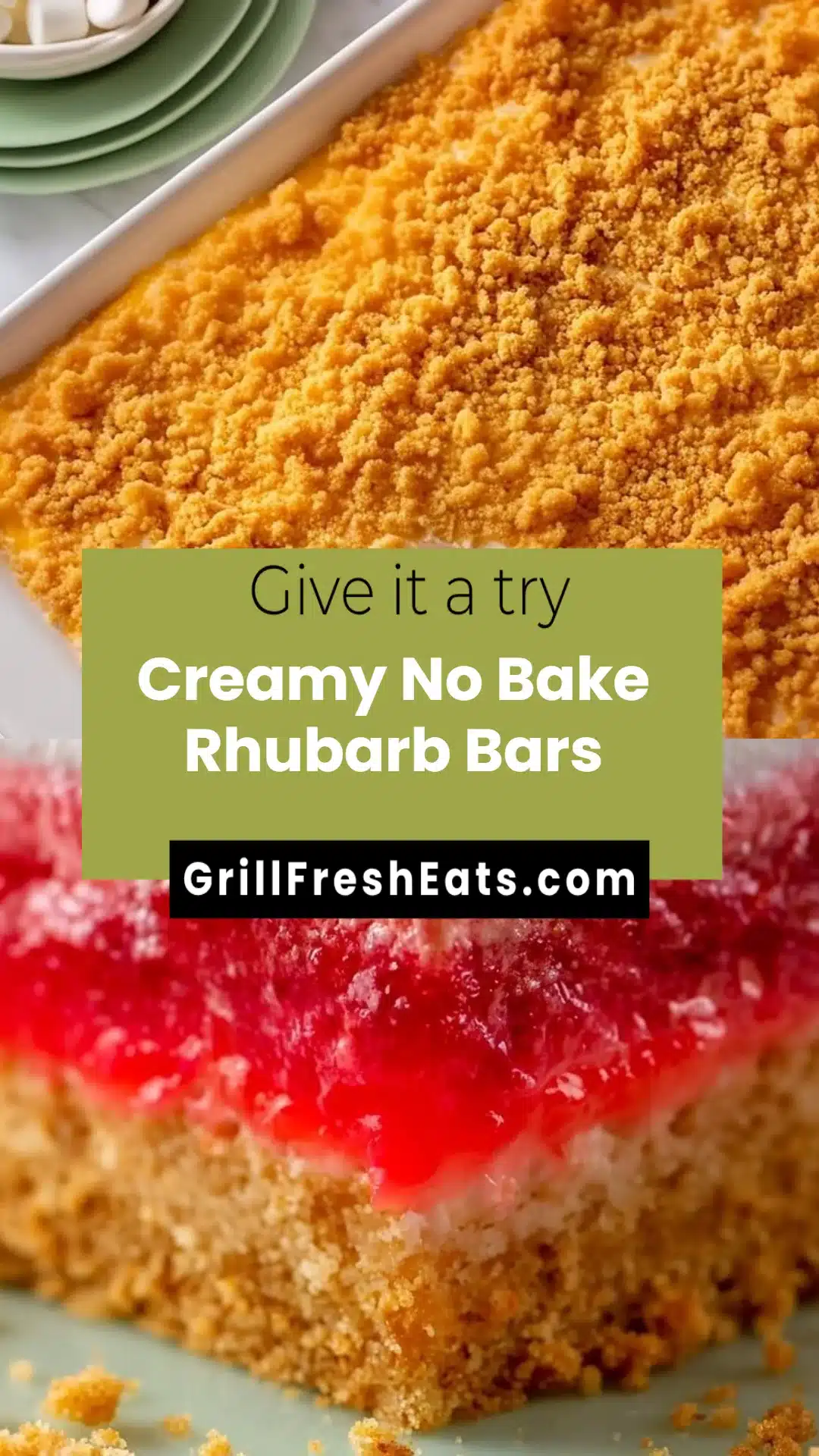 Creamy No Bake Rhubarb Bars