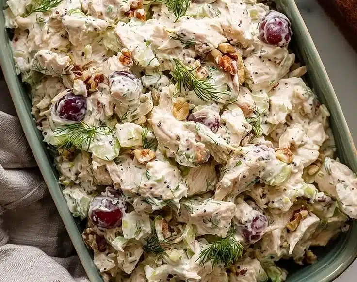 Delicious crowd-pleasing chicken salad with fresh ingredients